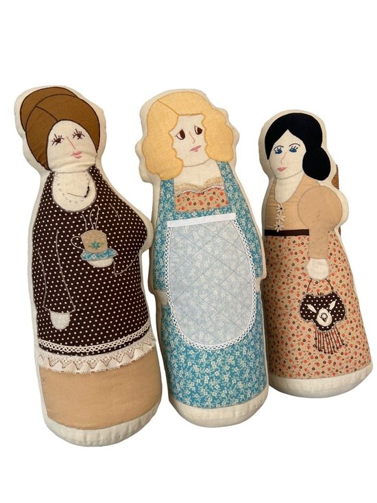 Other - Vintage Handcrafted Folk Art Doll Set Prairie Victorian Cloth Dolls Cottagecore
